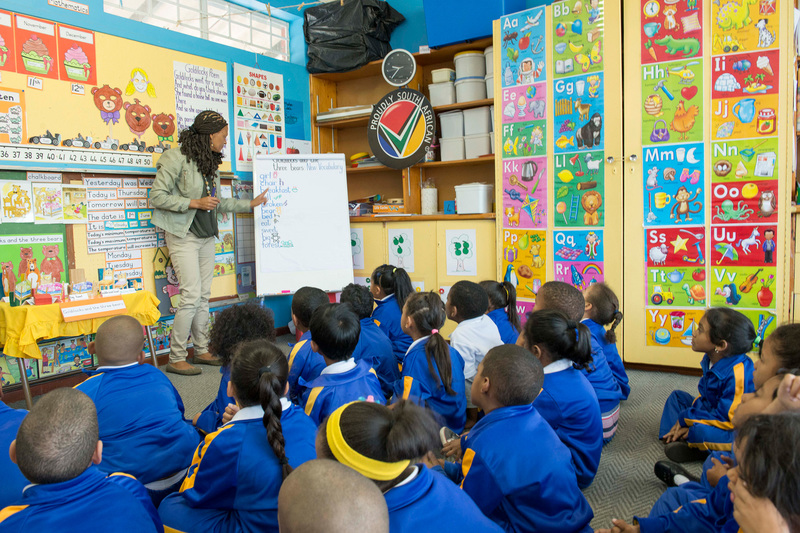 Teacher leading a lesson in a South African classroom